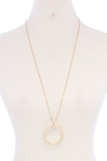 Metal Round Ring Pendant Necklace - Deals Kiosk