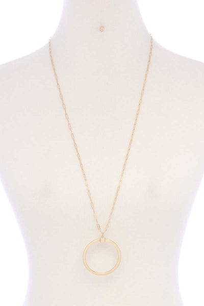 Metal Round Ring Pendant Necklace - Deals Kiosk