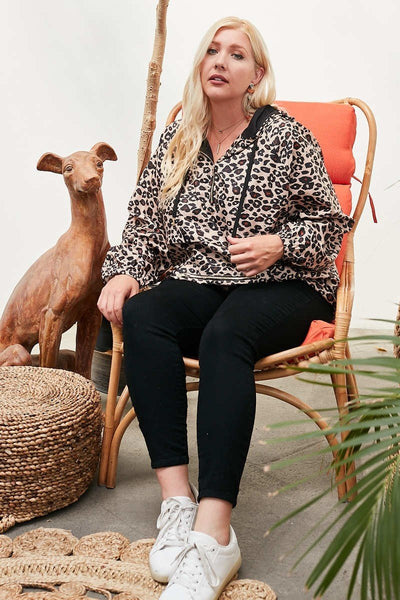 Active Hoodie Windbreaker Leopard Print Anorak - Deals Kiosk