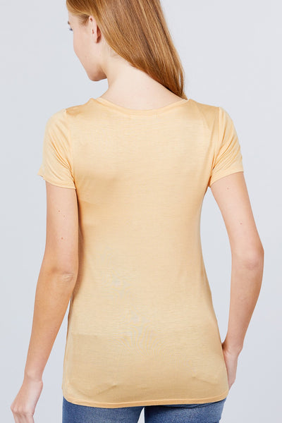 Short Sleeve Scoop Neck Top With Pocket - Deals Kiosk