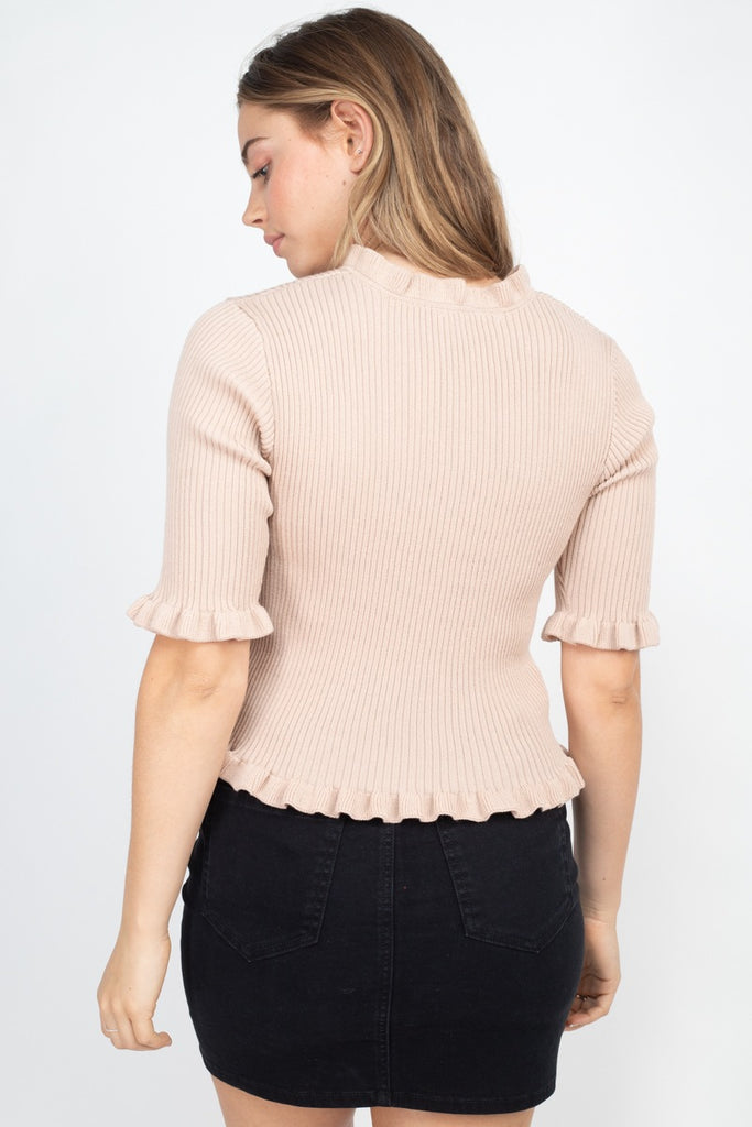 Button Down Flounce Hem Mini Cardigan - Deals Kiosk