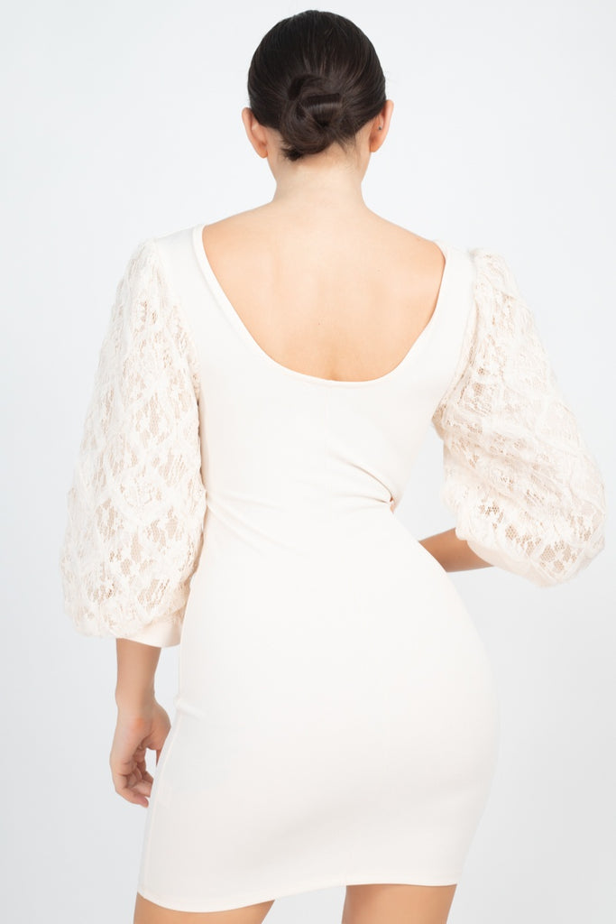 Elbow Sleeve V Wire Bodycon Dress - Deals Kiosk