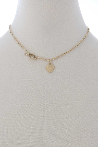 Fashion Heart Pendant Metal Toggle Clasp Necklace - Deals Kiosk