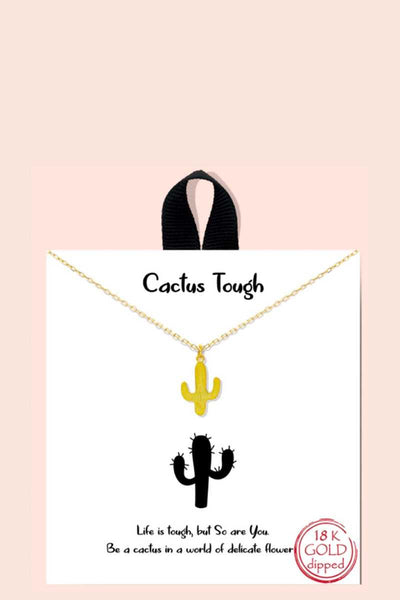 Cactus Tough Pendant Dainty Message Necklace - Deals Kiosk