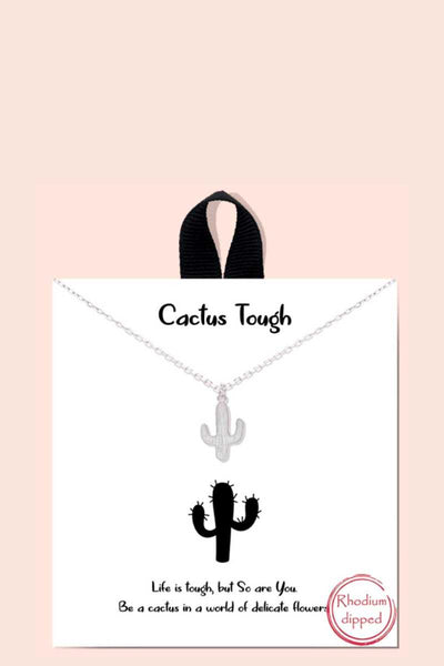 Cactus Tough Pendant Dainty Message Necklace - Deals Kiosk