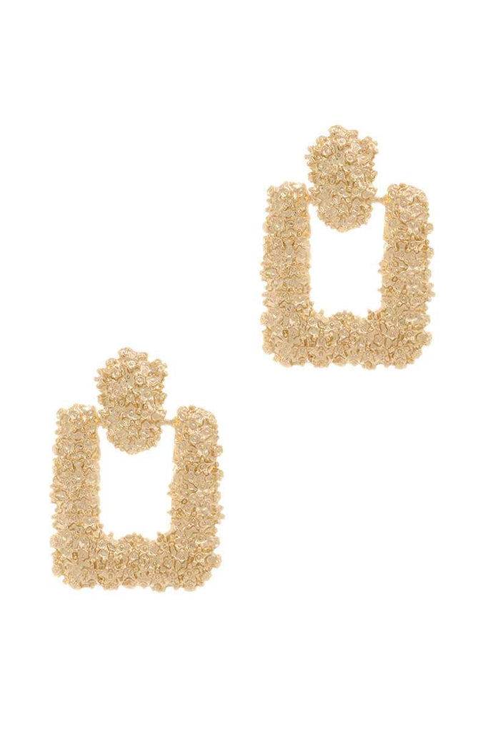 Gold Rectangle Geometric Metal Dangle Statement Drop Earring - Deals Kiosk