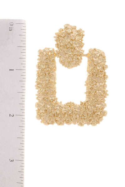 Gold Rectangle Geometric Metal Dangle Statement Drop Earring - Deals Kiosk