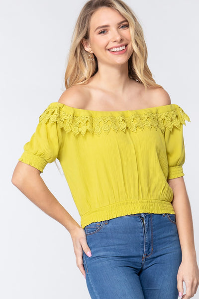 Off Shoulder Lace Detailed Top - Deals Kiosk