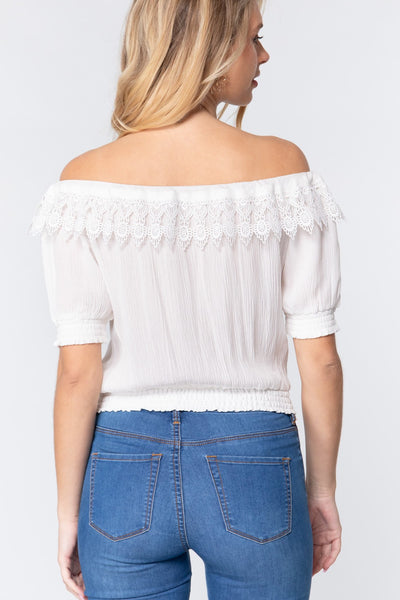 Off Shoulder Lace Detailed Top - Deals Kiosk