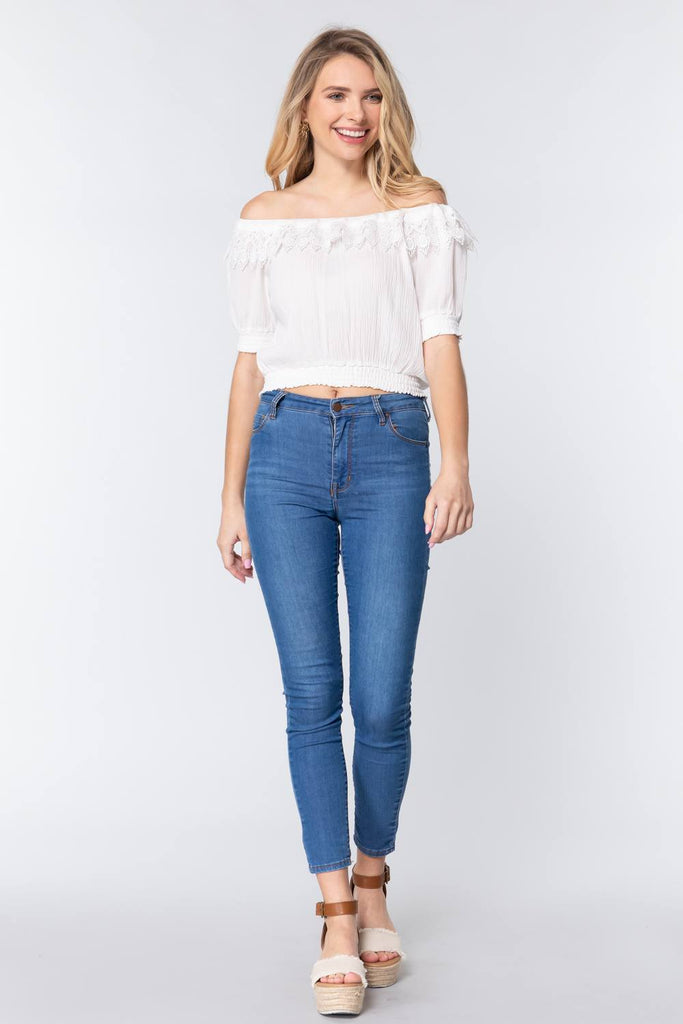 Off Shoulder Lace Detailed Top - Deals Kiosk