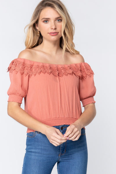 Off Shoulder Lace Detailed Top - Deals Kiosk