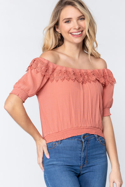 Off Shoulder Lace Detailed Top - Deals Kiosk