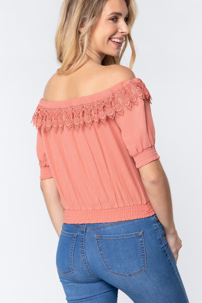 Off Shoulder Lace Detailed Top - Deals Kiosk