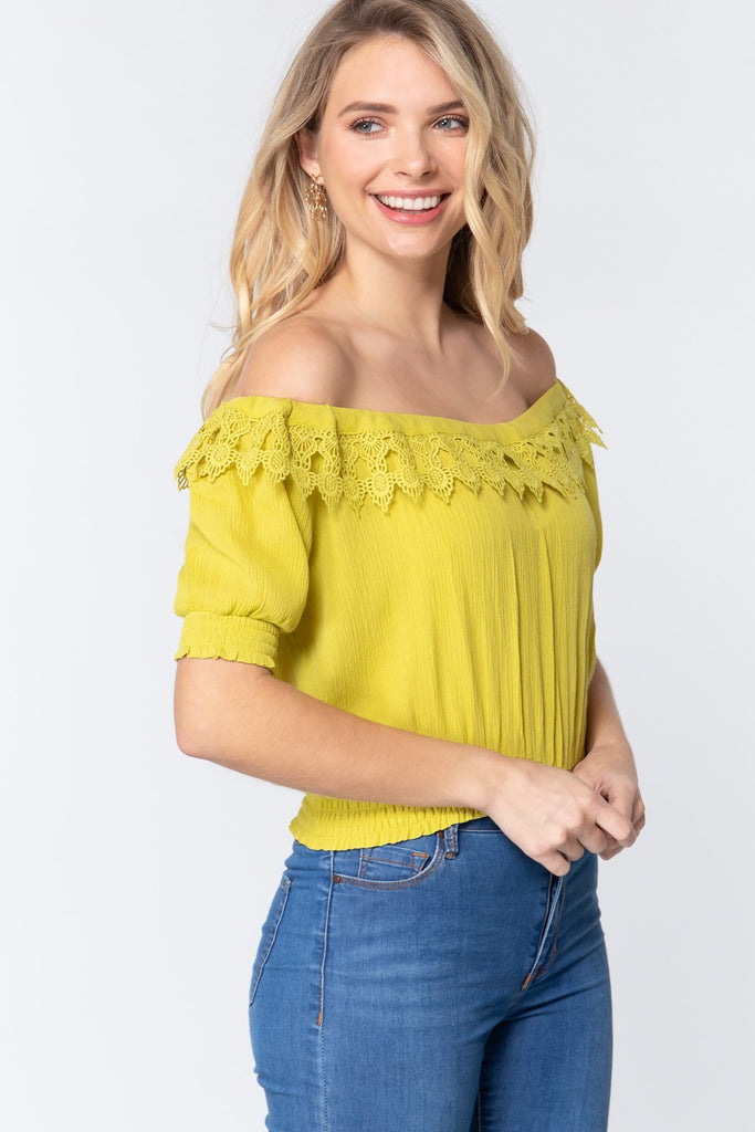 Off Shoulder Lace Detailed Top - Deals Kiosk