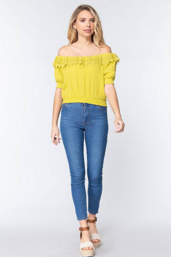 Off Shoulder Lace Detailed Top - Deals Kiosk