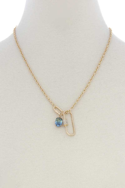 Oval Shape Rhinestone Charm Necklace - Deals Kiosk