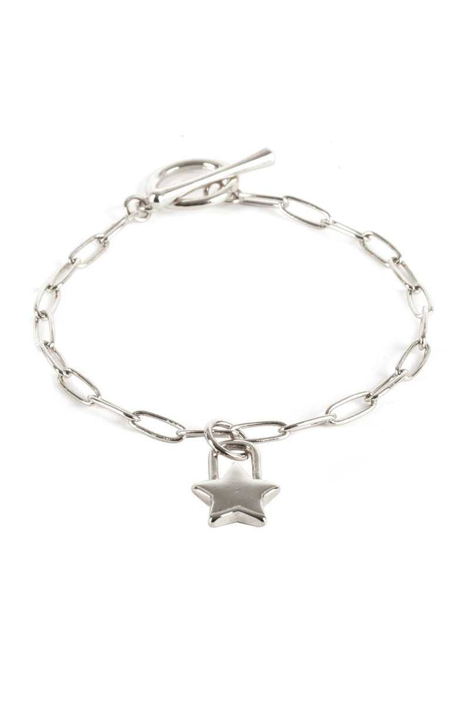 Metal Paper Clip Chain Star Lock Charm Bracelet - Deals Kiosk