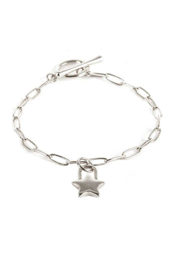 Metal Paper Clip Chain Star Lock Charm Bracelet - Deals Kiosk