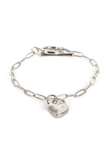 Metal Paper Clip Chain Heart Lock Charm Bracelet - Deals Kiosk