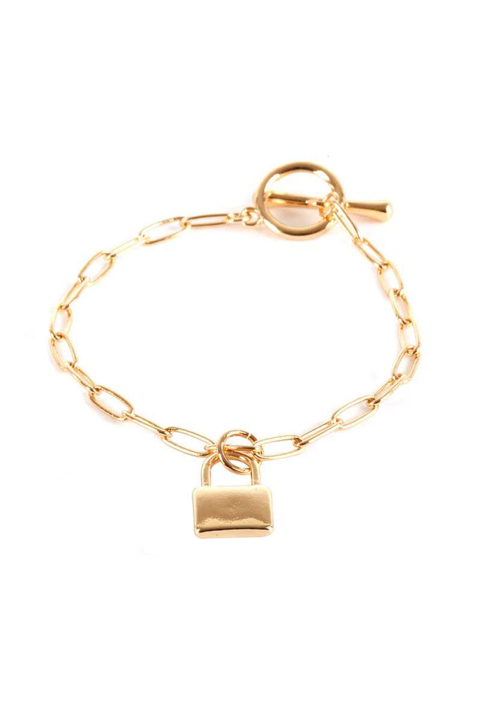 Metal Paper Clip Chain Lock Charm Bracelet - Deals Kiosk