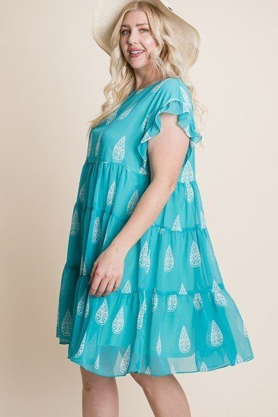 Plus Size Hi-multi Chiffon Printed Tiered Swing Dress - Deals Kiosk