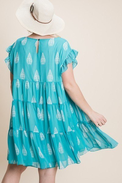 Plus Size Hi-multi Chiffon Printed Tiered Swing Dress - Deals Kiosk