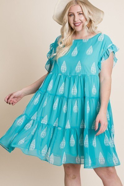 Plus Size Hi-multi Chiffon Printed Tiered Swing Dress - Deals Kiosk