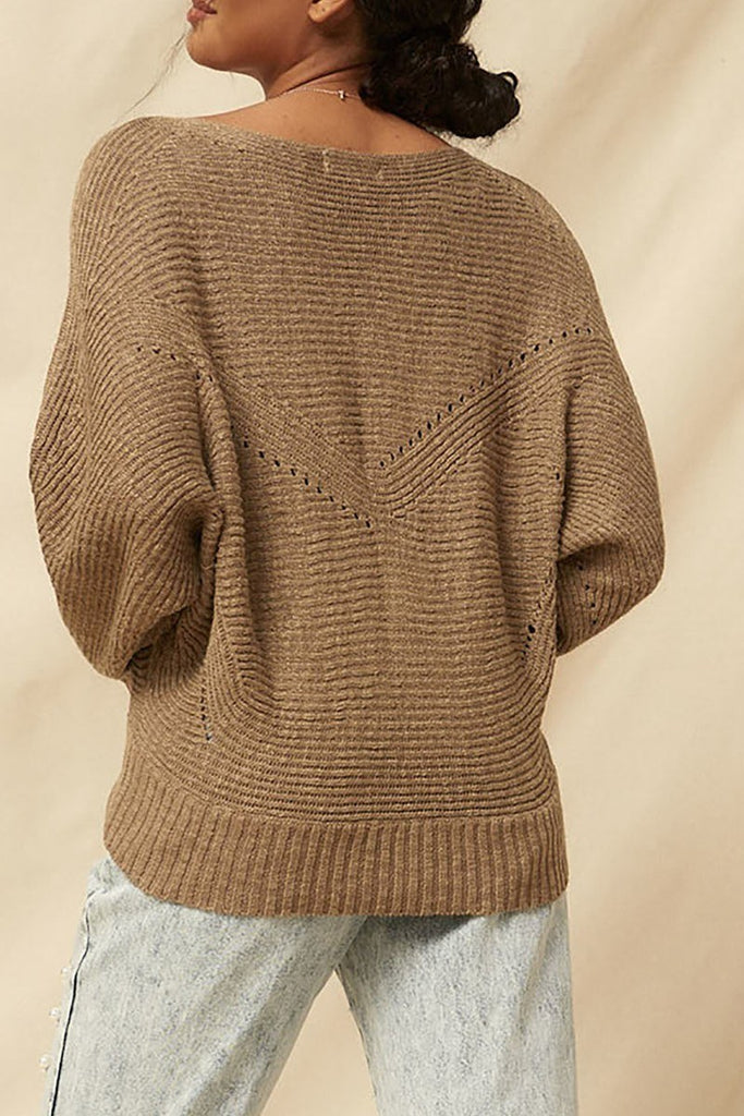 A Ribbed Knit Sweater - Deals Kiosk