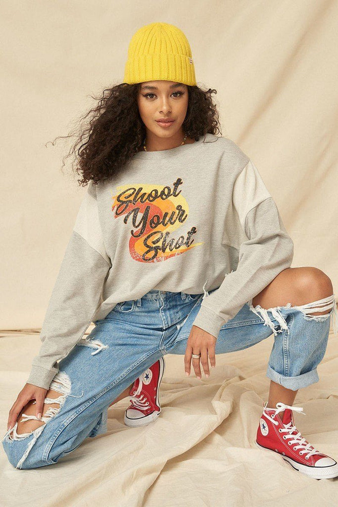 A French Terry Knit Graphic Sweatshirt - Deals Kiosk