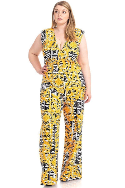 Greek Key Print Formal Jumpsuit - Deals Kiosk