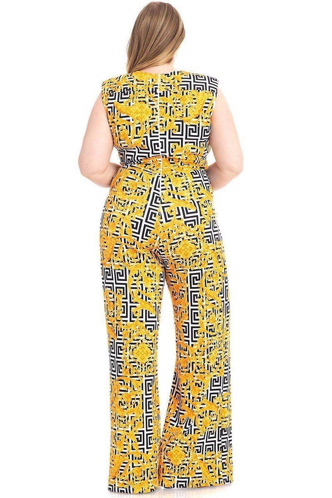 Greek Key Print Formal Jumpsuit - Deals Kiosk