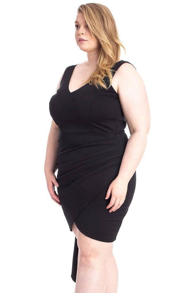 Back Shoulder Cape Plus Size Minid Ress - Deals Kiosk