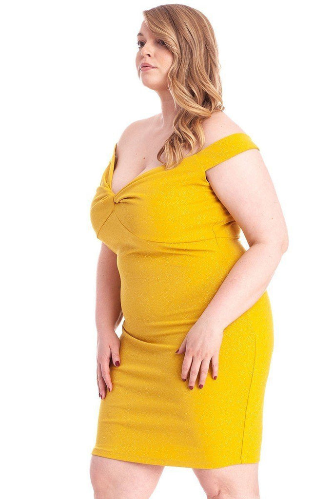 Glittered Off Shoulder Mini Dress - Deals Kiosk