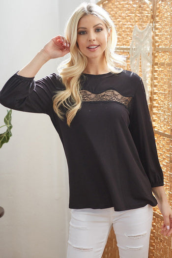 Laced See Through Longsleeve Top - Deals Kiosk