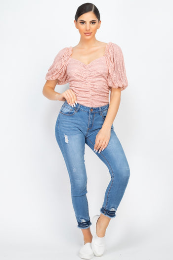 Front-ruched Lace Bodysuit (woven) - Deals Kiosk