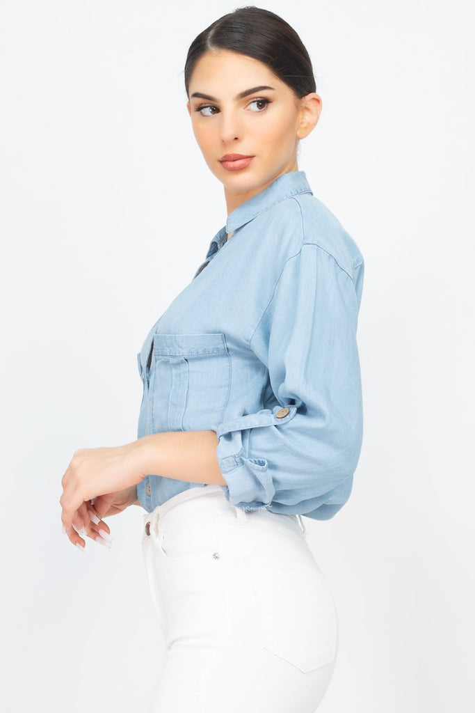 Chest-pocket Long Sleeves Polo Top - Deals Kiosk