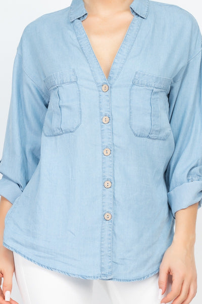 Chest-pocket Long Sleeves Polo Top - Deals Kiosk