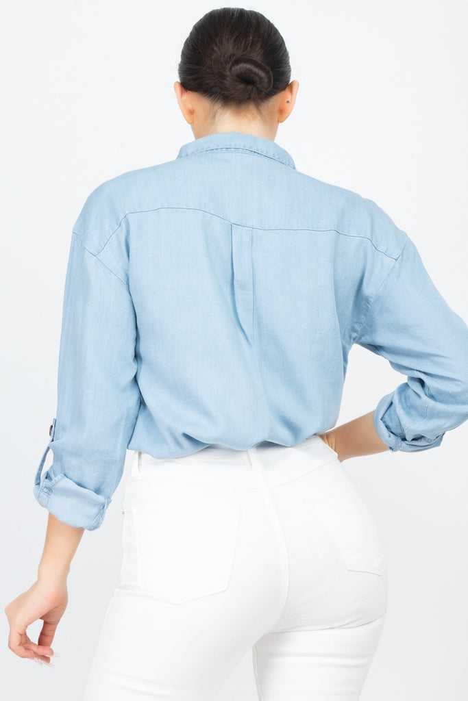 Chest-pocket Long Sleeves Polo Top - Deals Kiosk