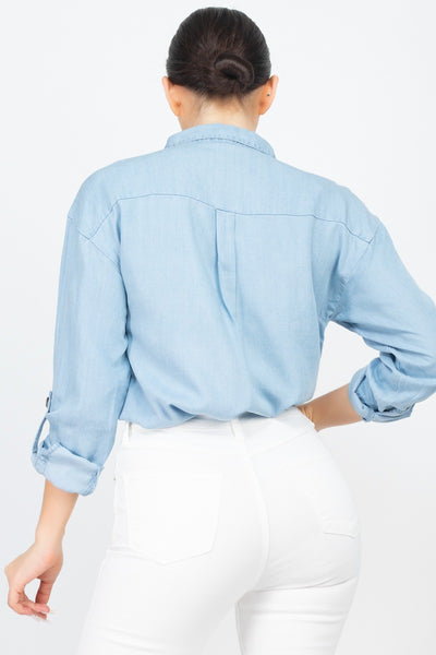 Chest-pocket Long Sleeves Polo Top - Deals Kiosk