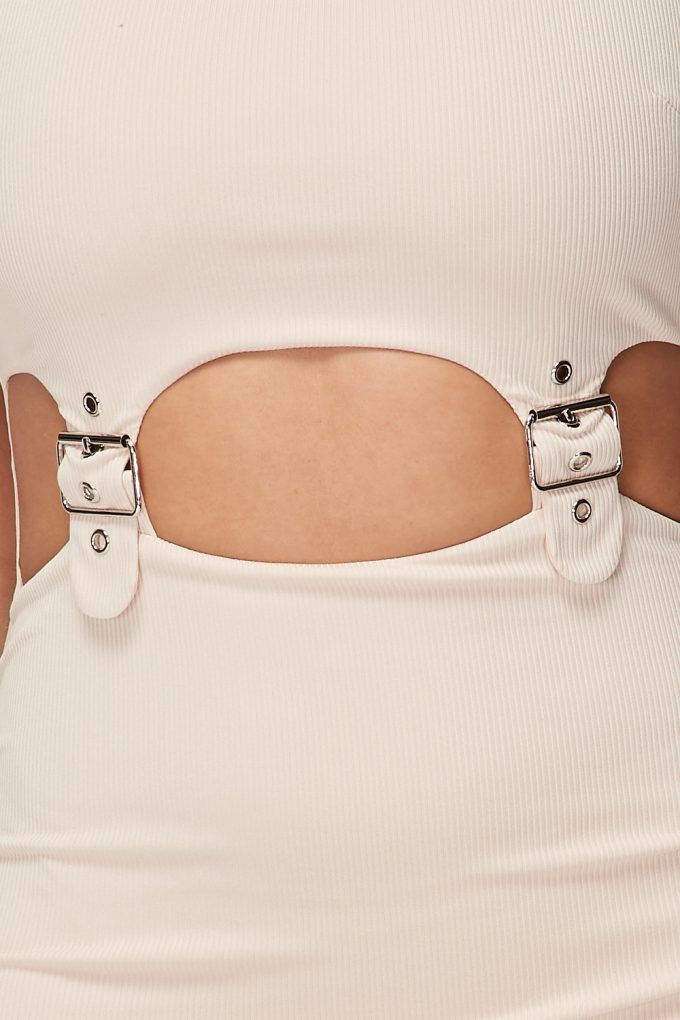 Cut-out Buckle Detail Bodycon Dress - Deals Kiosk