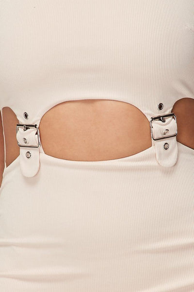 Cut-out Buckle Detail Bodycon Dress - Deals Kiosk