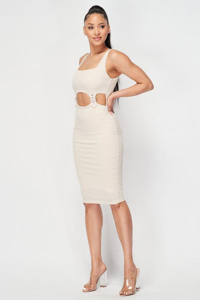 Cut-out Buckle Detail Bodycon Dress - Deals Kiosk