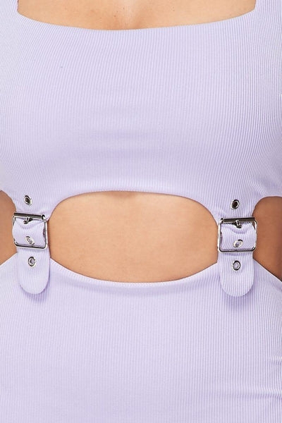 Cut-out Buckle Detail Bodycon Dress - Deals Kiosk