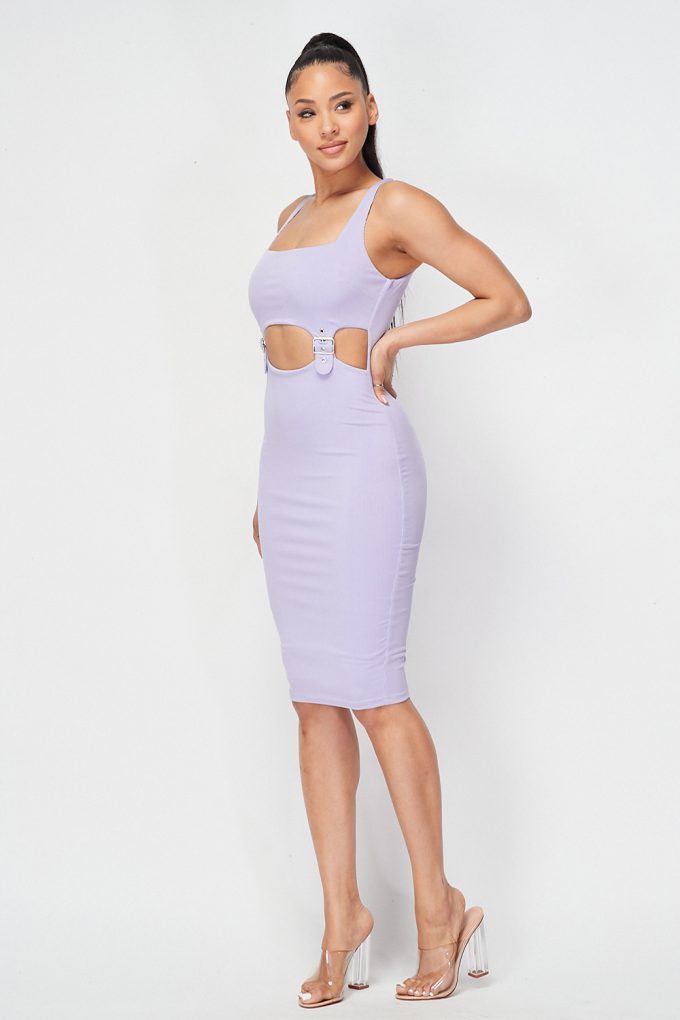 Cut-out Buckle Detail Bodycon Dress - Deals Kiosk