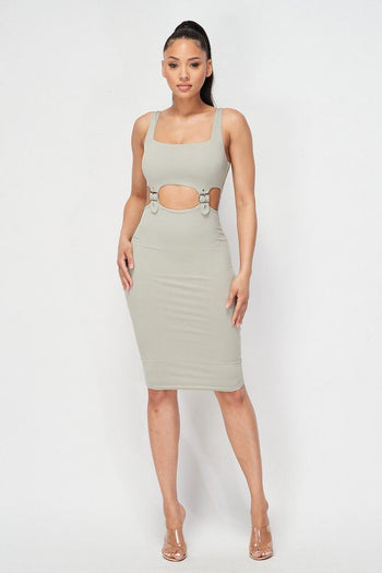 Cut-out Buckle Detail Bodycon Dress - Deals Kiosk