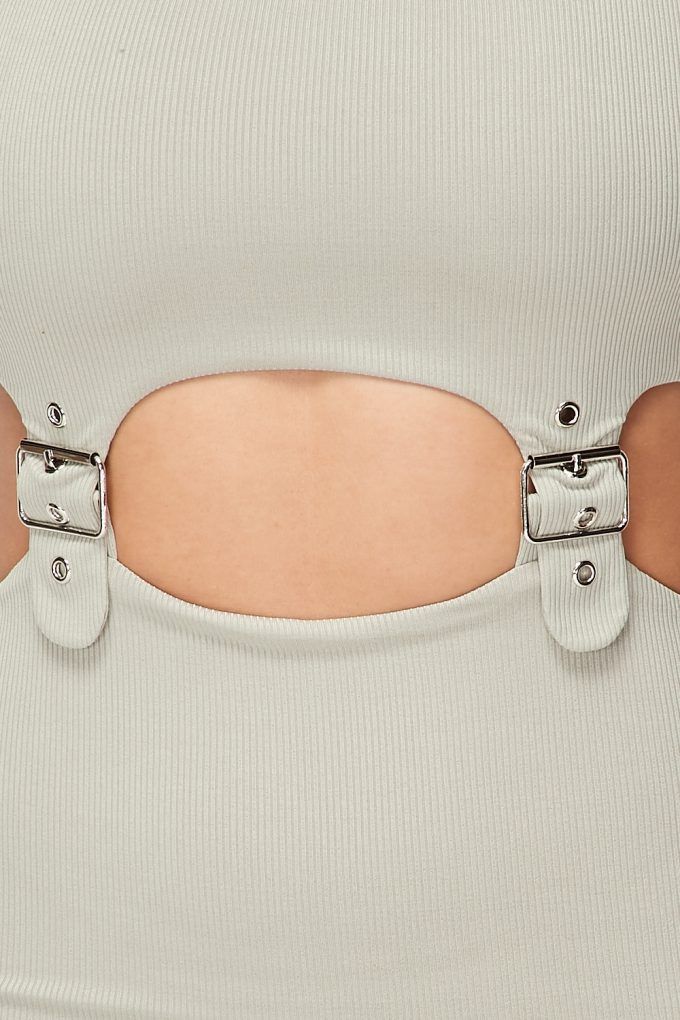 Cut-out Buckle Detail Bodycon Dress - Deals Kiosk