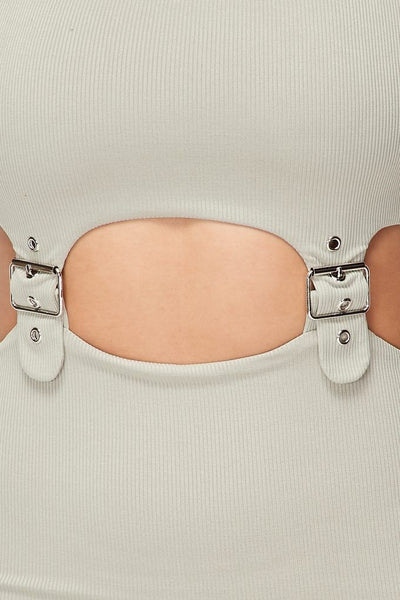 Cut-out Buckle Detail Bodycon Dress - Deals Kiosk