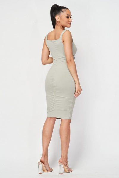 Cut-out Buckle Detail Bodycon Dress - Deals Kiosk