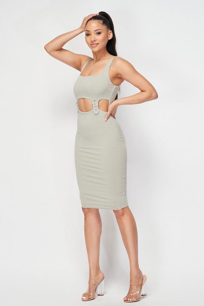 Cut-out Buckle Detail Bodycon Dress - Deals Kiosk