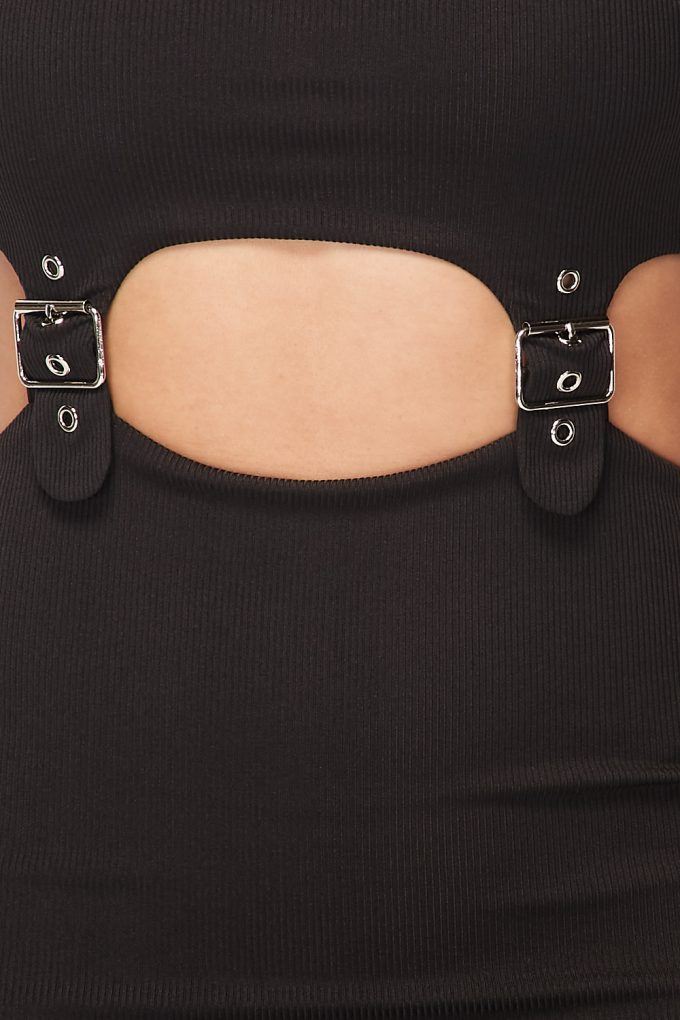 Cut-out Buckle Detail Bodycon Dress - Deals Kiosk